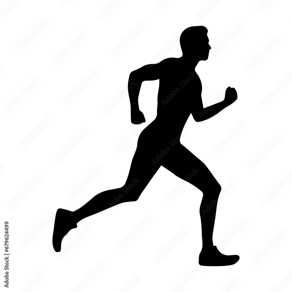 A running man runner vector silhouette