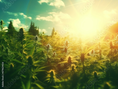 Sunrise over the marijuana field