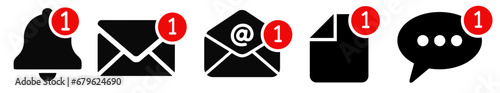 New notification icon set isolated on white background.. New e-mail, new message icon. Social media chat notify communication.