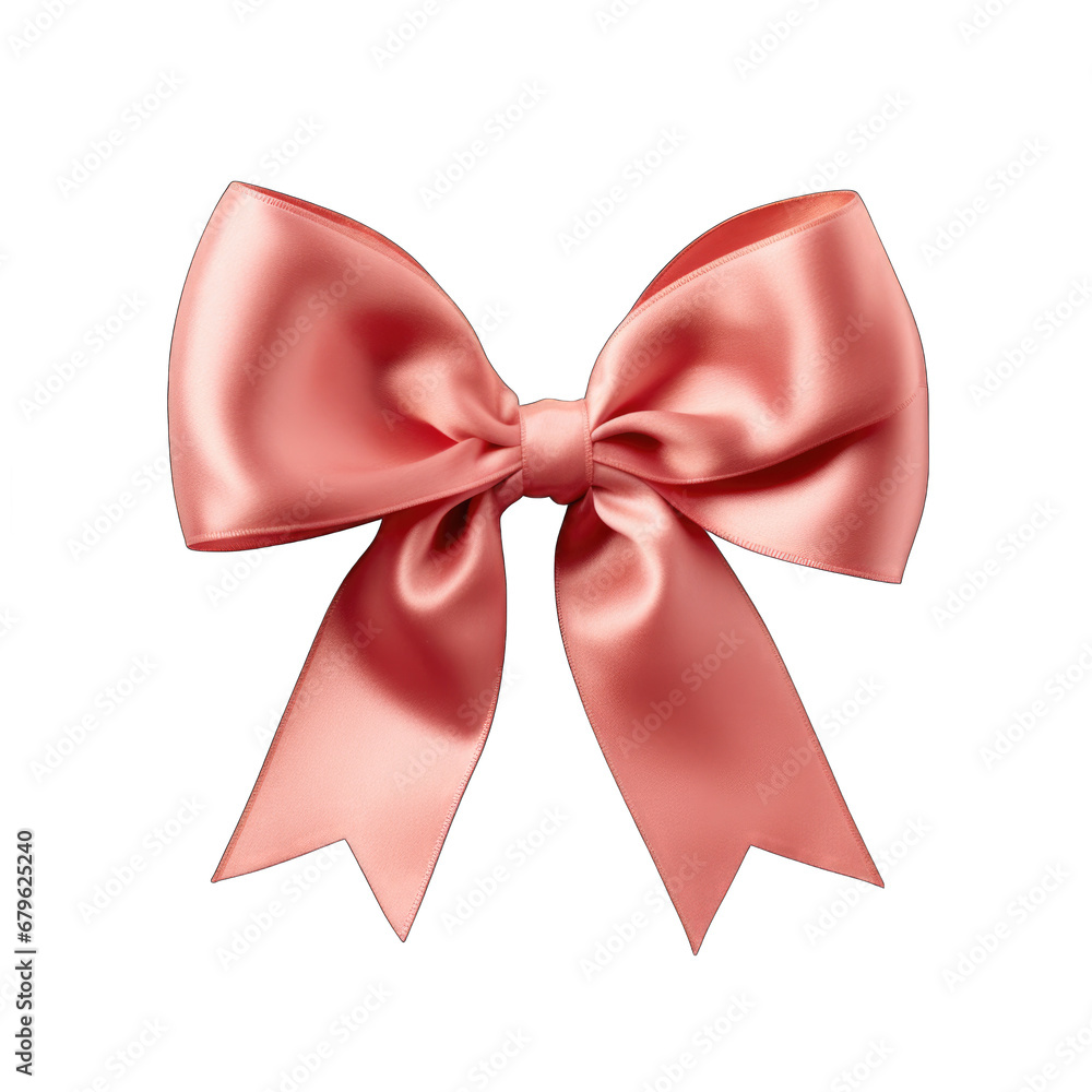 Coral pink velvet ribbon and bow isolated on transparent background Coral pink velvet ribbon and bow isolated on transparent background