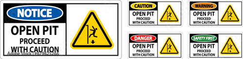 Danger Sign Open Pit Proceed With Caution