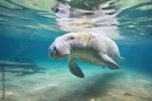 manatee floating near the surface in a conservation zone © Alfazet Chronicles