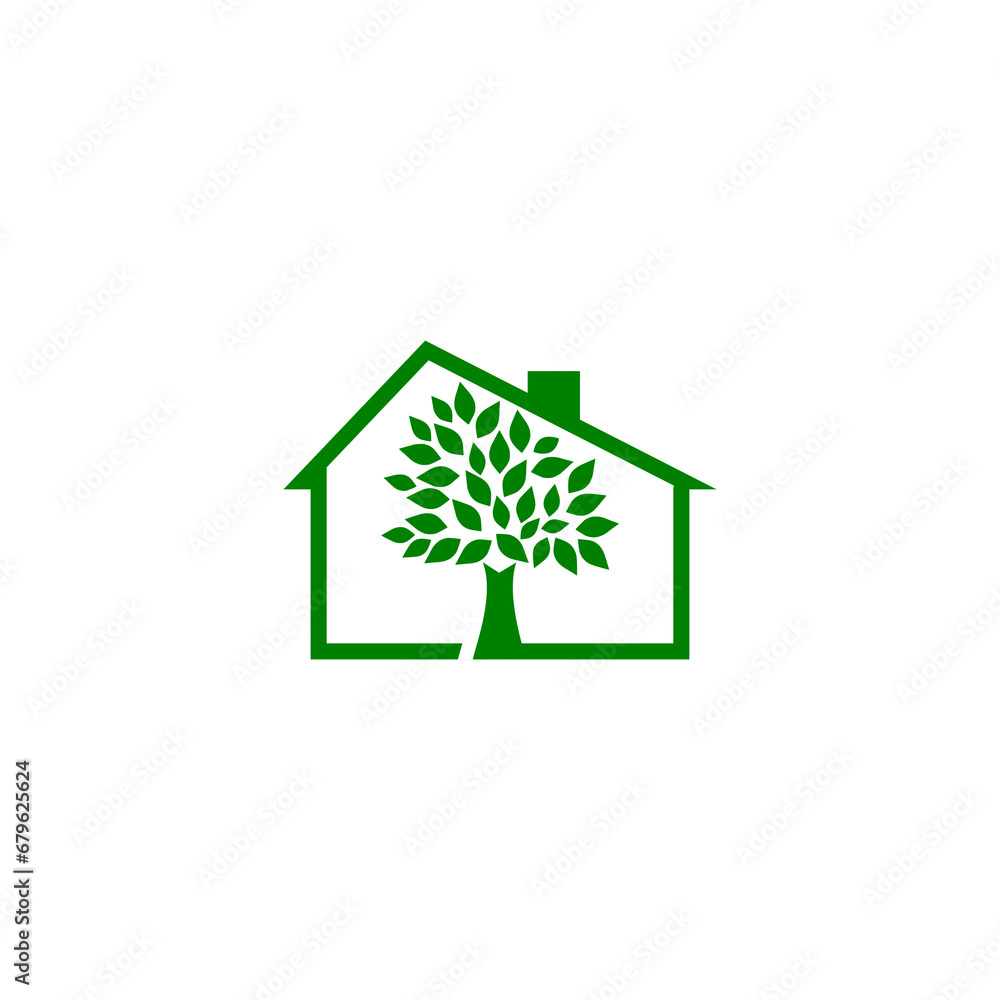 House with tree logo icon isolated on transparent background House with tree logo icon isolated on transparent background