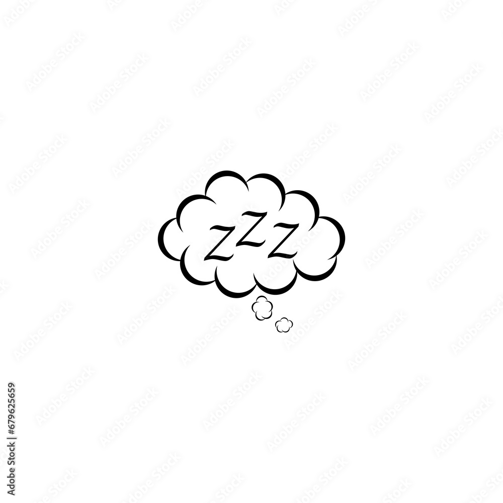 Sleeping sign in thought bubble icon isolated on transparent background Sleeping sign in thought bubble icon isolated on transparent background