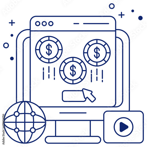 Conceptual linear design icon of pay per click

