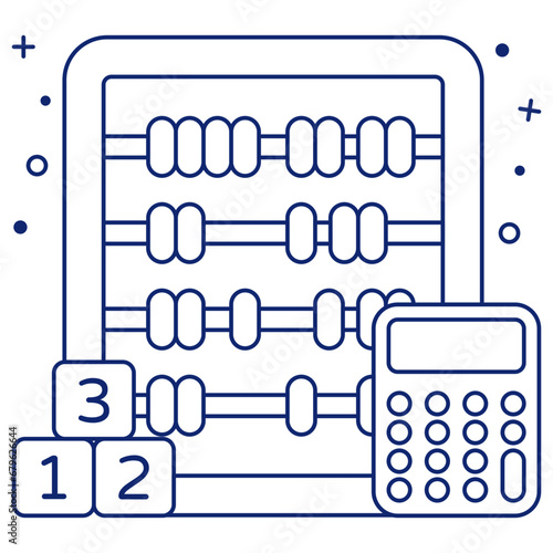     A frame of counting beads with cruncher, icon of calculation 

