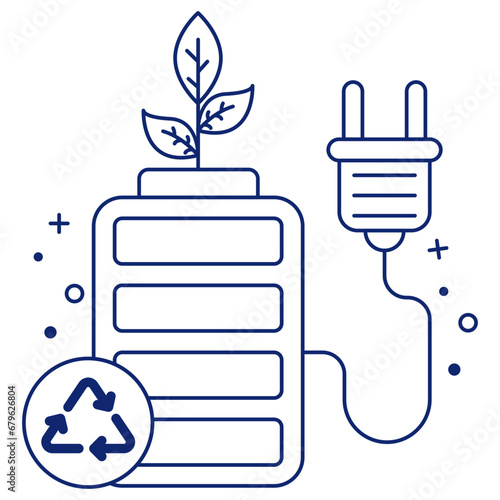 A linear design icon of eco battery


