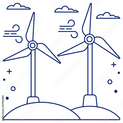 Windmill icon, editable vector

