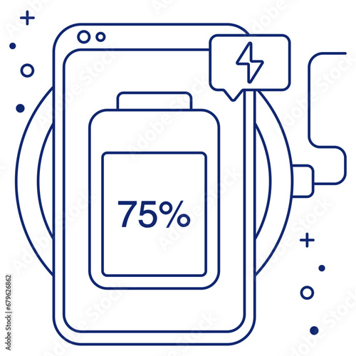 A linear design icon of mobile battery charging 


