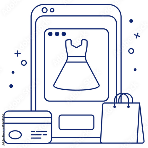     Frock inside smartphone, icon of mobile shopping payment 

