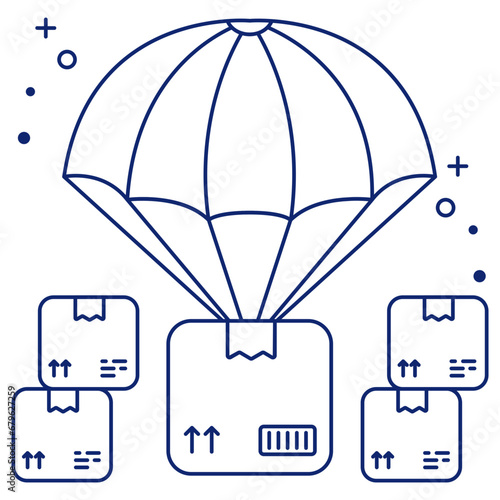 An icon design of parachute delivery

