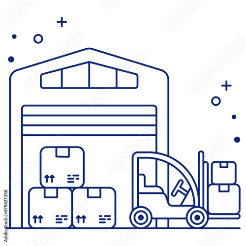 A linear design icon of warehouse

