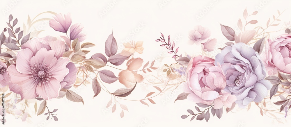 Elegant pink flower with watercolor style for background and invitation wedding card