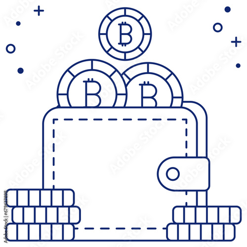 A unique design icon of bitcoin wallet 

