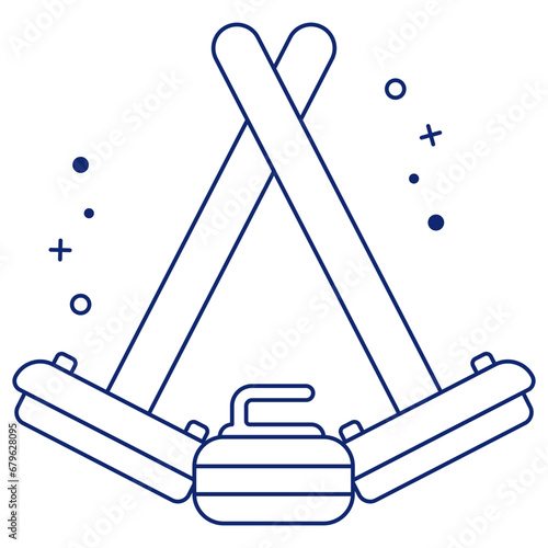 Trendy vector design of curling rock

