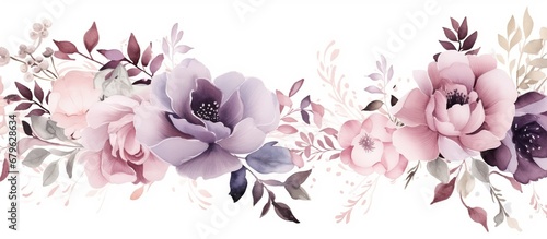 Elegant purple flower with watercolor style for background and invitation wedding card