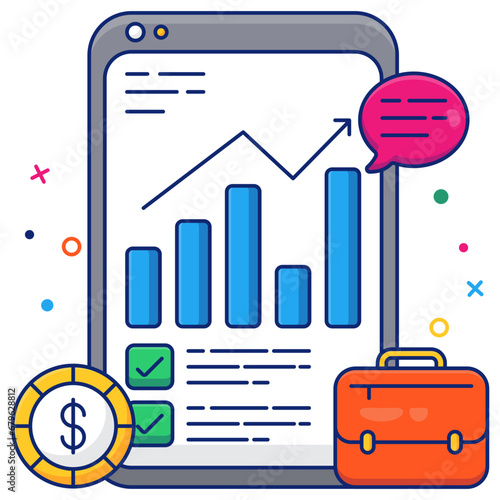 A colored design icon of mobile analytics 

