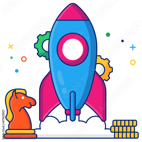 Creative design icon of launch strategy 

