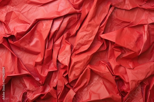 overhead shot of crumpled red craft paper