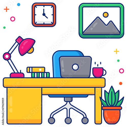Trendy design icon of workstation 

