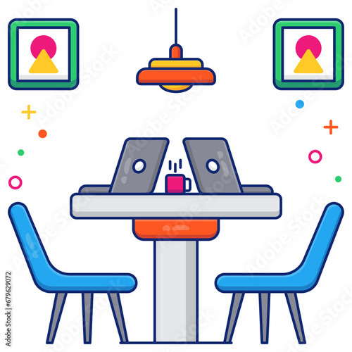 A linear design icon of employees table 

