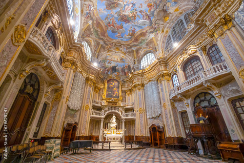 GENOA, ITALY, OCTOBER 14. 2023 -  The inner of the oratory of St. Philip (San Filippo) in the historic center of Genoa, Italy