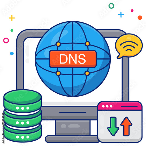 A colored design icon of domain name system 

