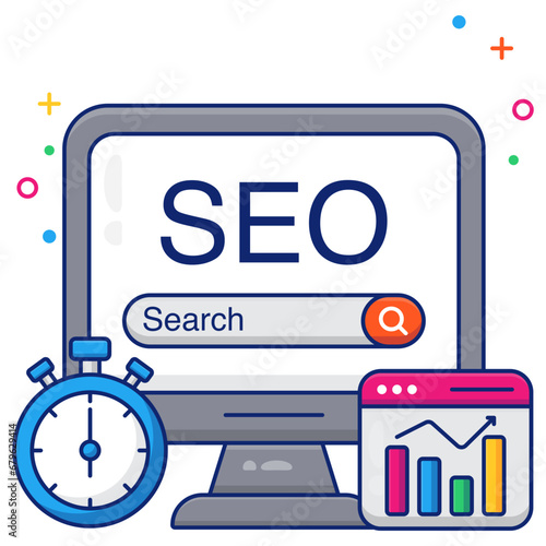 Conceptual flat design icon of search engine optimization 

