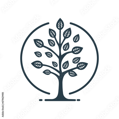 Tree icon. Vintage, growth branch, leaves, trunk, concept. Vector illustration 