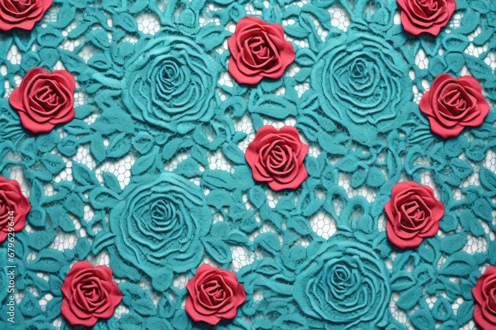 bold teal lace with roses pattern bold teal lace with roses pattern
