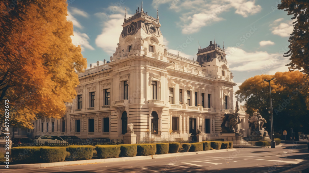 Fototapeta premium Historic building in Madrid. Beautiful historical building