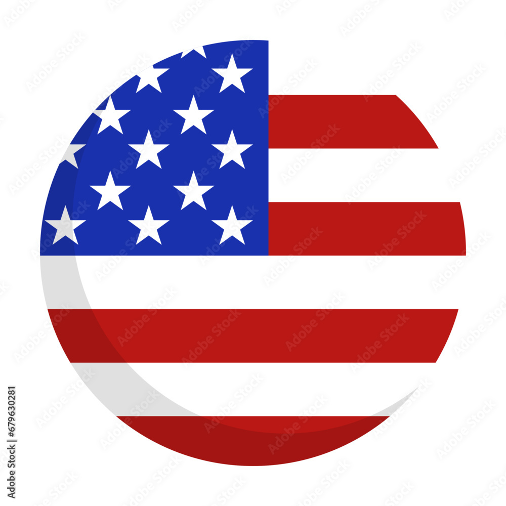 Round United States flag icon. Round American flag icon. Vector. Round United States flag icon. Round American flag icon. Vector.