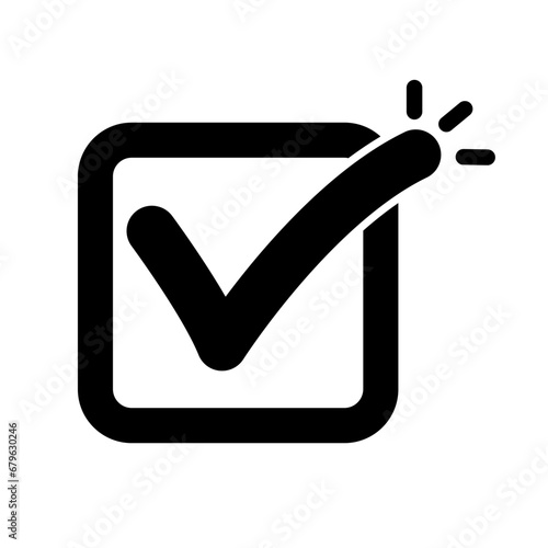Emphased check box icon in black. Vector. photo