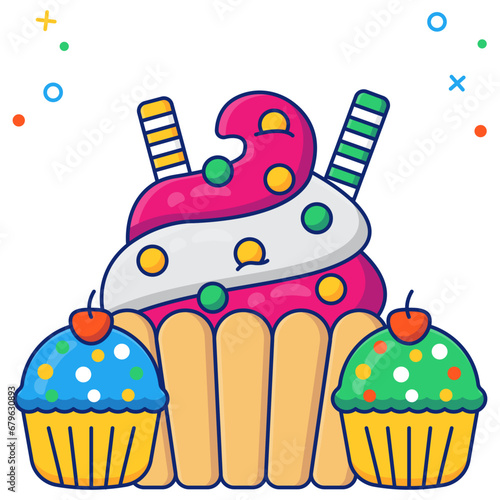 Trendy design icon of cupcakes

