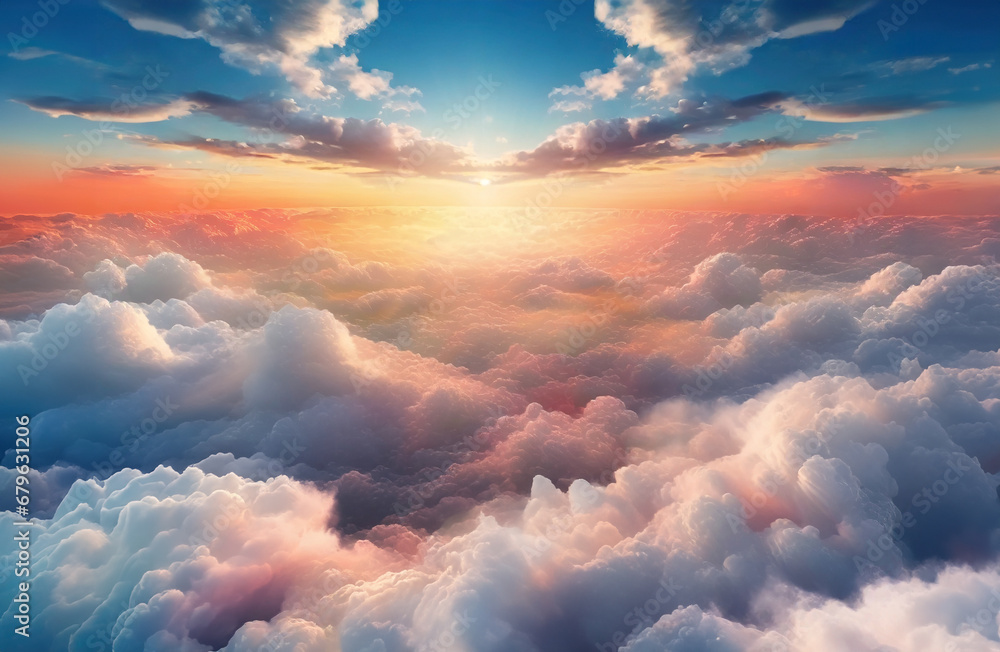 colorful sky with clouds from above ai generated art
