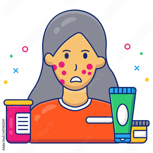 A premium download icon of acne face

