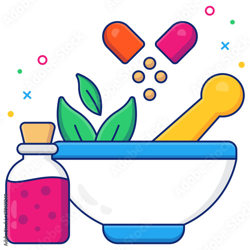Modern design icon of pestle mortar

