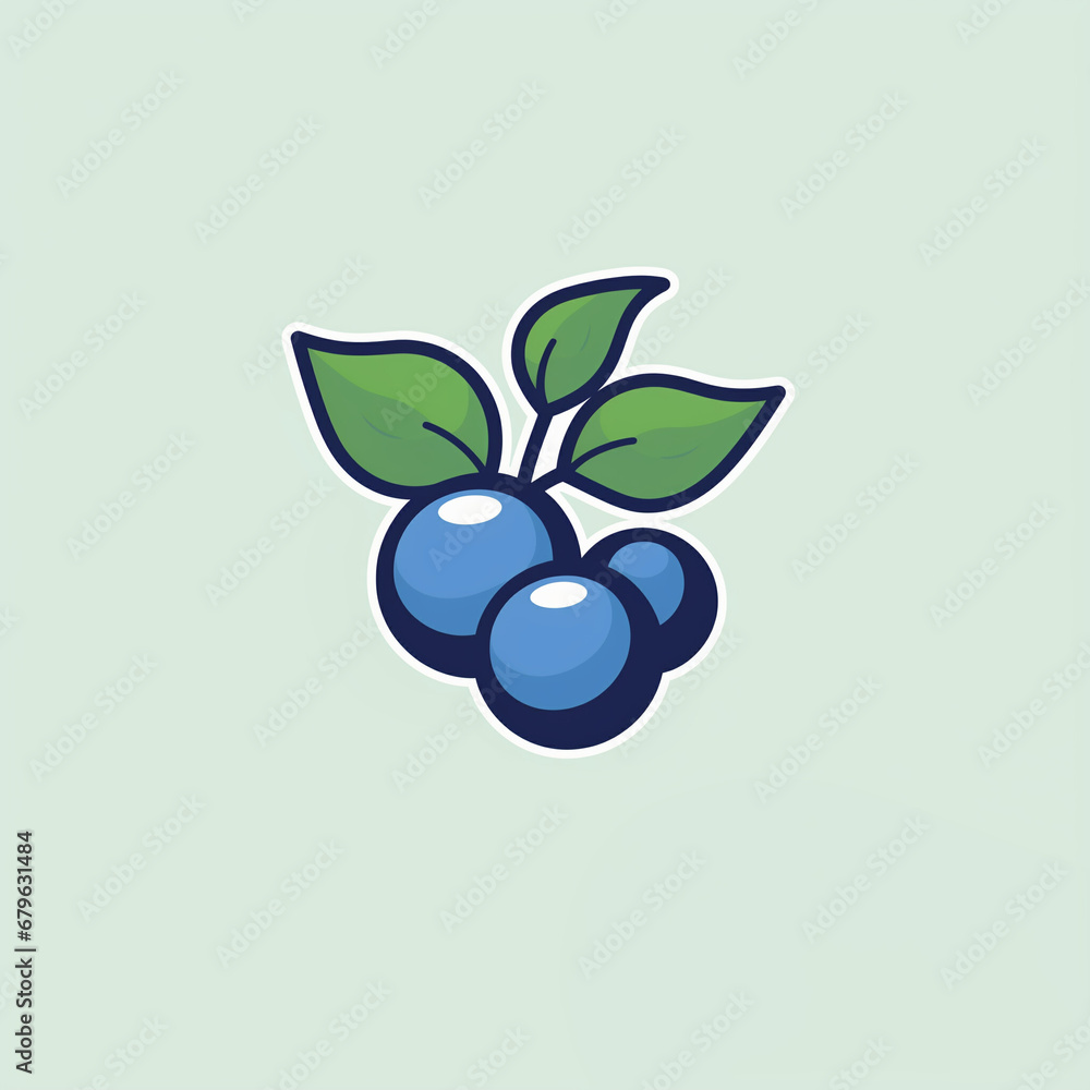 Simple graphic of a Blueberry berry. Flat clean cartoon 2D illustration style Simple graphic of a Blueberry berry. Flat clean cartoon 2D illustration style