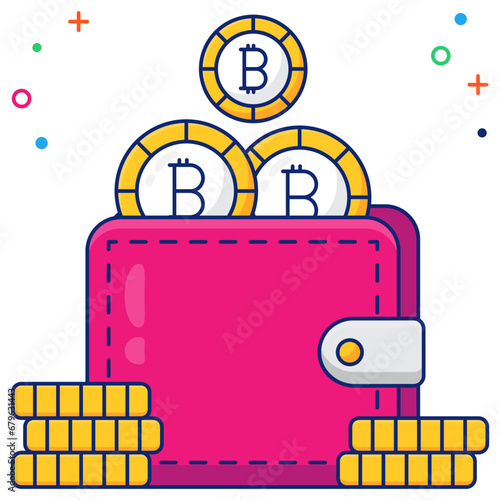 A unique design icon of bitcoin wallet 

