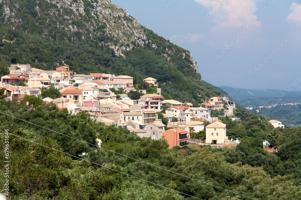 Mountain village in the middle of trees, Corfu