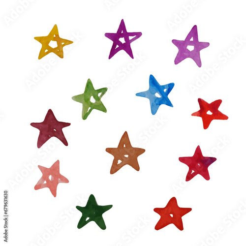 Vector set with watercolor stars on white background. Great element for your design.