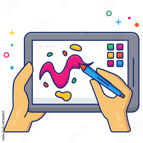      Editable flat design vector of graphic tablet 

