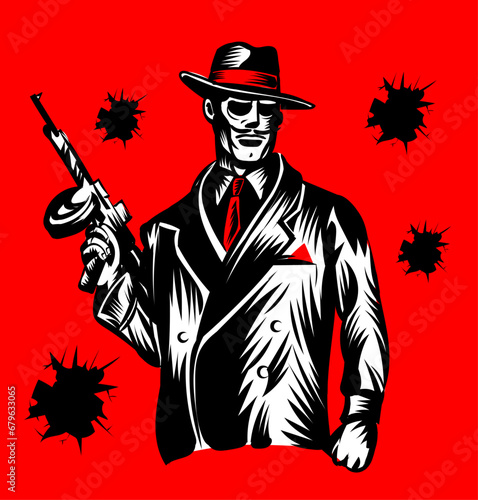mafia member silhouette . vector illustration