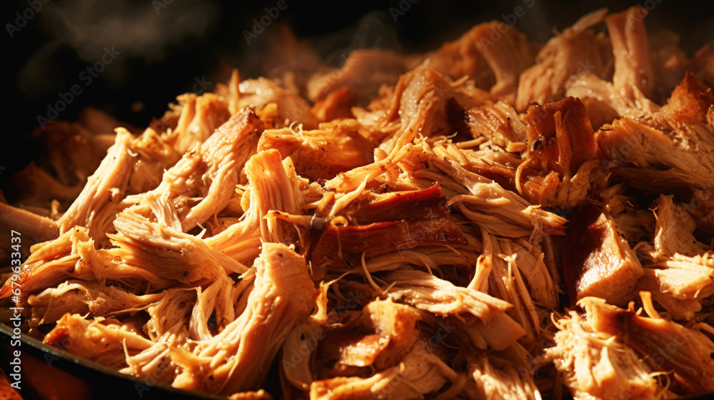 Pulled pork close-up for background Pulled pork close-up for background