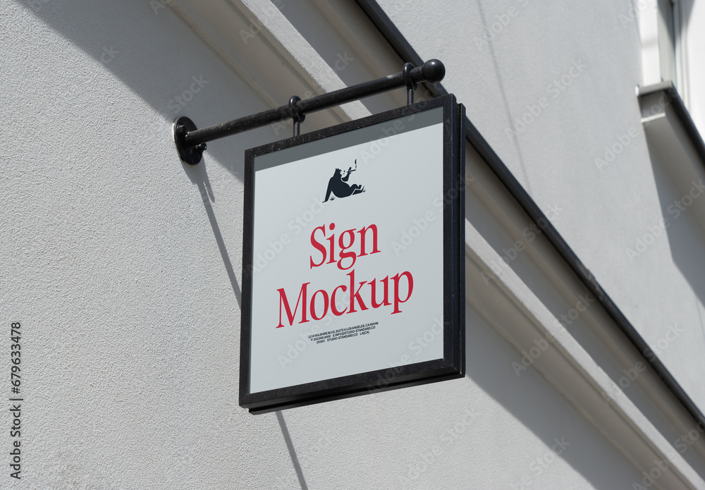 Sign Store Attached to Wall Mockups Stock Template | Adobe Stock