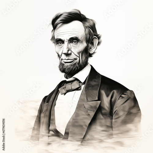 Portrait of Abraham Lincoln Black and white. photo
