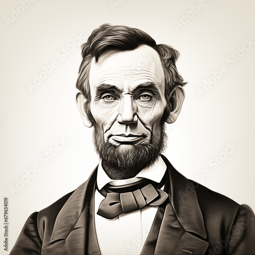 Portrait of Abraham Lincoln Black and white.