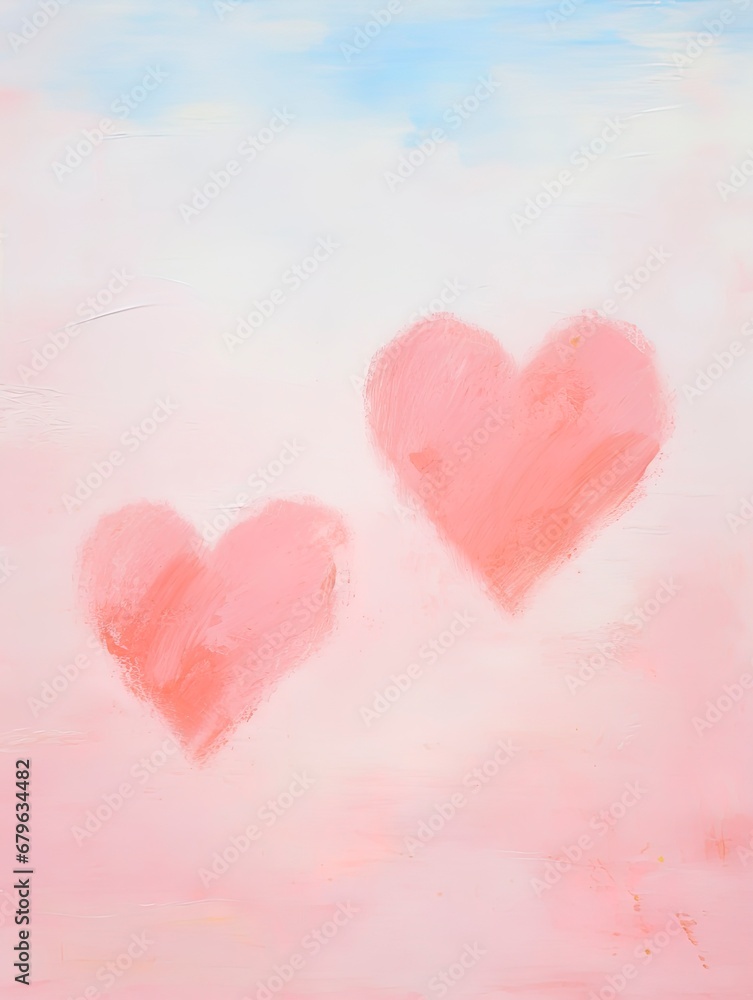 Grungy abstract red, white and pink valentines day background. Romantic pastel heart concept.