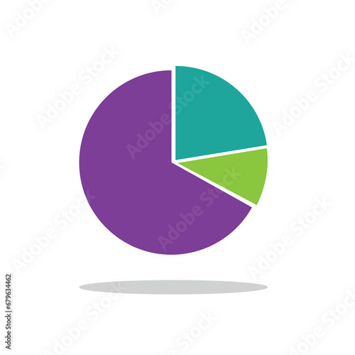 Multi-colored pie chart. Vector illustration in a fashionable flat style, highlighted on a white background. Template for the design of your website, logo, application.