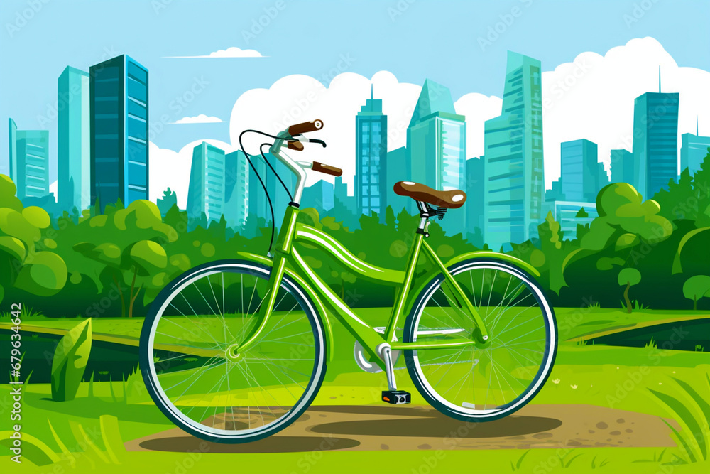 Naklejka premium A bicycle is an alternative to a gasoline vehicle, which helps to reduce harmful emissions.